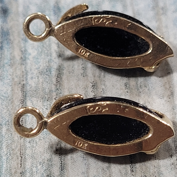 10k Onyx Two little Charms For Earrings. - Picture 5 of 9